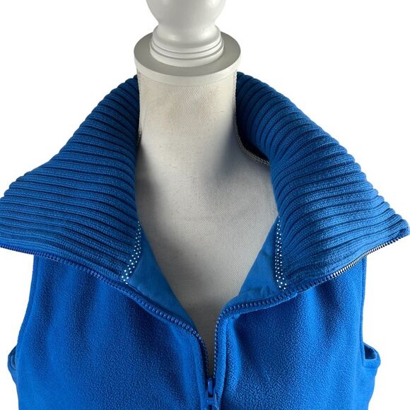 Lands End Turquoise Thick Lined Fleece Vest Large Zip Front - Picture 4 of 10